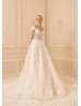 Cap Sleeves Beaded Ivory Floral Lace Tulle Wedding Dress